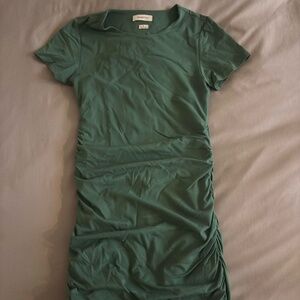 Aritzia Contour Ruched Mini Dress, Green
